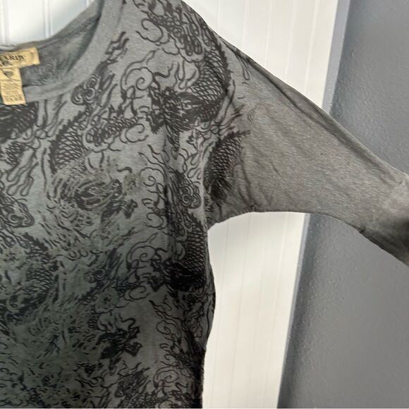 ed hardy Top Small Grey Dragon Burnout Dolman Sleeve Y2K - Picture 5 of 8